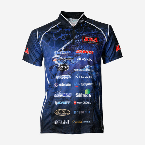 [낚시단체복] 2019 KSA 토너먼트 블루 반팔 낚시져지2019 KSA Tournament Blue Short Sleeve Fishing Jersey